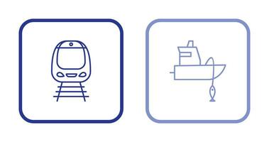 Train and Fishing Boat Icon vector