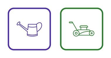 Watering tool and Lawn Mower Icon vector