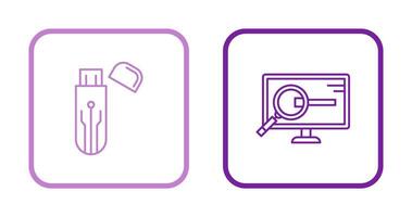 Usb and Search Icon vector