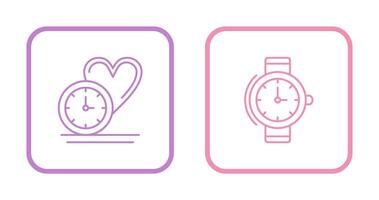 amor y muñeca reloj icono vector