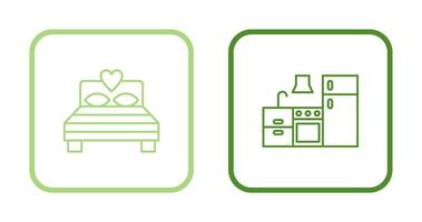 Bedroom and Kitchen Icon vector