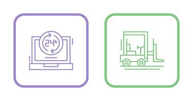 24 hours and forklift Icon vector