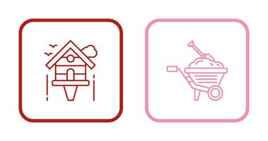 Diging and Birdhouse Icon vector