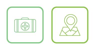 First Aid Kit and Map Icon vector