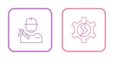 Worker and Setting Icon vector