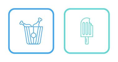 Fried Chicken and Ice Cream Icon vector