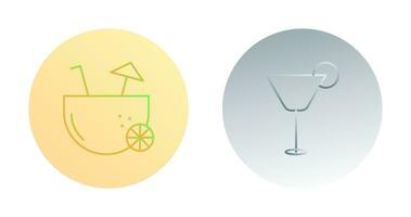 coconut drink and cocktail drink  Icon vector