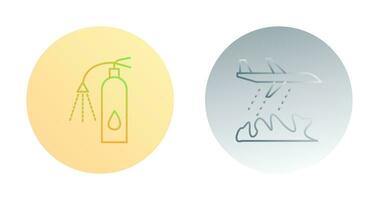 using extinguisher and firefighter plane  Icon vector