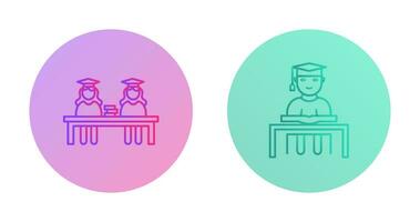 Combined Study and Studying on Desk Icon vector