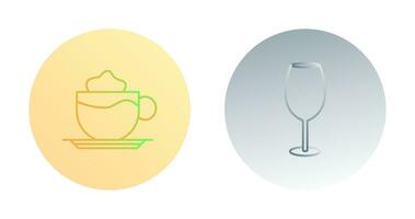 latté y vino vaso icono vector