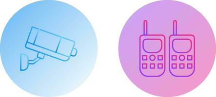 CCTV Camera and Walkie Talkie Icon vector