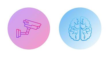 Security Camera and Brain Icon vector