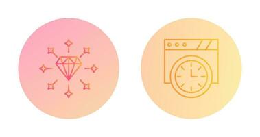 diamante y pared reloj icono vector