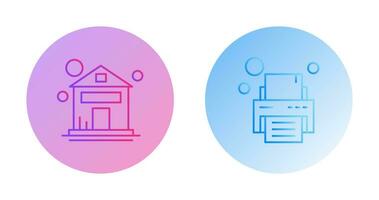 House and Printer Icon vector