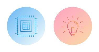 Processor and Light Bulb Icon vector