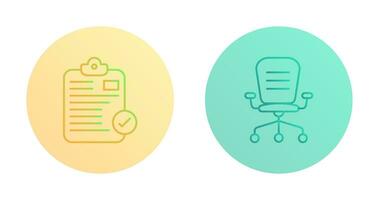 Secure Notepad and Office Chair Icon vector