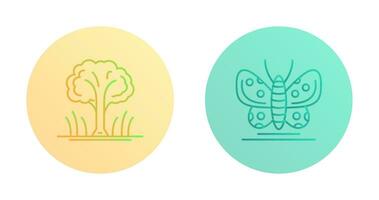 Tree and Butterfly Icon vector