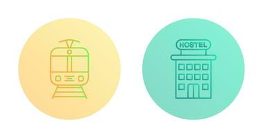 Tram and Hostel Icon vector