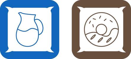 milk jug and cream doughnut  Icon vector