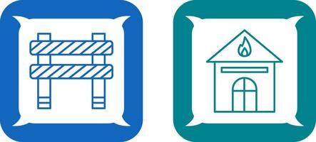 barrier and house on fire Icon vector