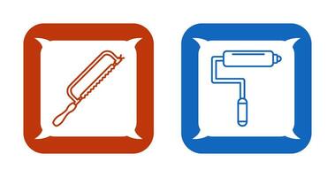 Hacksaw and Paint Roller Icon vector