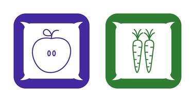 manzanas y zanahorias icono vector