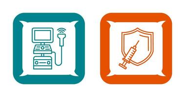 Ultrasound Machine and Vaccination Icon vector