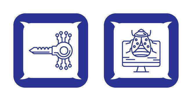 llave código y malware icono vector