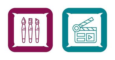 Brushes and Clapper Board Icon vector