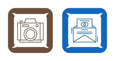 Photo Camera and Invitation Card Icon vector