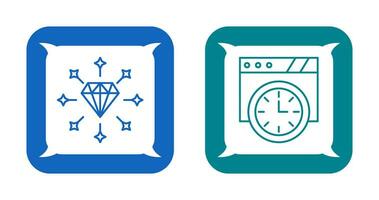 diamante y pared reloj icono vector