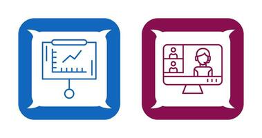 Line Graph and Conference video Call Icon vector