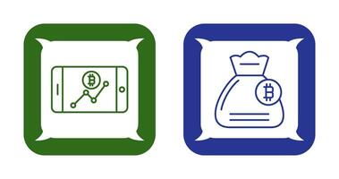 Line Chart and Money Bag Icon vector