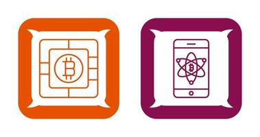 Bitcoin Chip and Mobile Icon vector