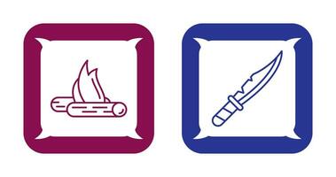 Bon Fire and Knife Icon vector