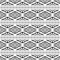 Seamless ethnic stripe pattern in Native American style. Abstract geometric motif with Aztec and Navajo tribal. Black and white colors. Design for fabric, textile, ornament, printing, interior, rug. vector