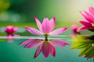 pink lotus flowers in the water. AI-Generated photo