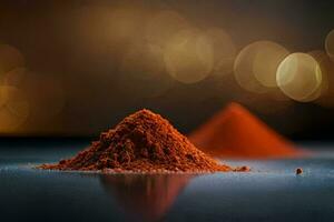 a pile of red powder on a table. AI-Generated photo