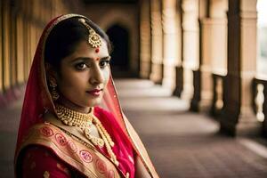 a beautiful indian bride in traditional attire. AI-Generated photo