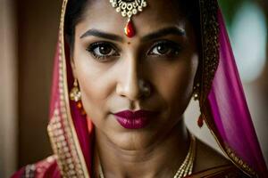 a beautiful indian woman in traditional attire. AI-Generated photo