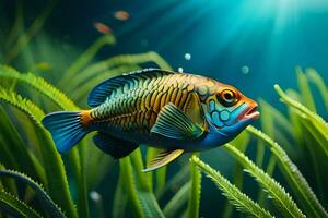 an image of a fish swimming in the water. AI-Generated photo