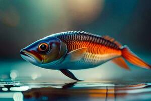 un pescado es flotante en el agua. generado por ai foto