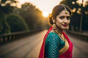 a beautiful indian woman in traditional attire. AI-Generated photo