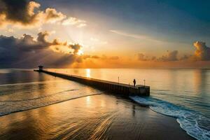 el Dom sube terminado el Oceano y muelle. generado por ai foto