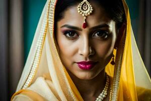 a beautiful indian woman in traditional attire. AI-Generated photo