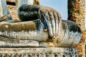 a close up of the hand of a buddha statue photo