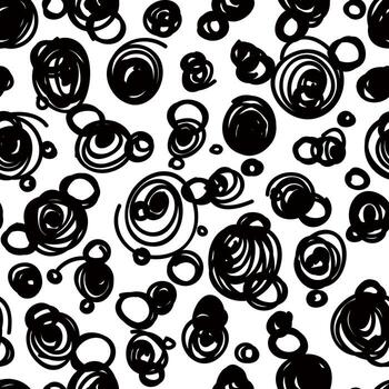 a black and white pattern with circles and swirls vector