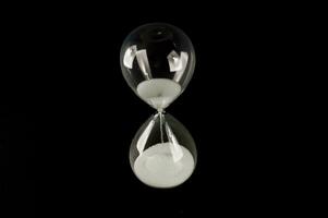 an hourglass with white sand photo