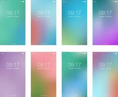 Abstract bright blur backgrounds for smartphone screen mobile wallpaper set vector