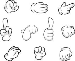 Various hand gestures different situations cartoon hands flat illustration vector